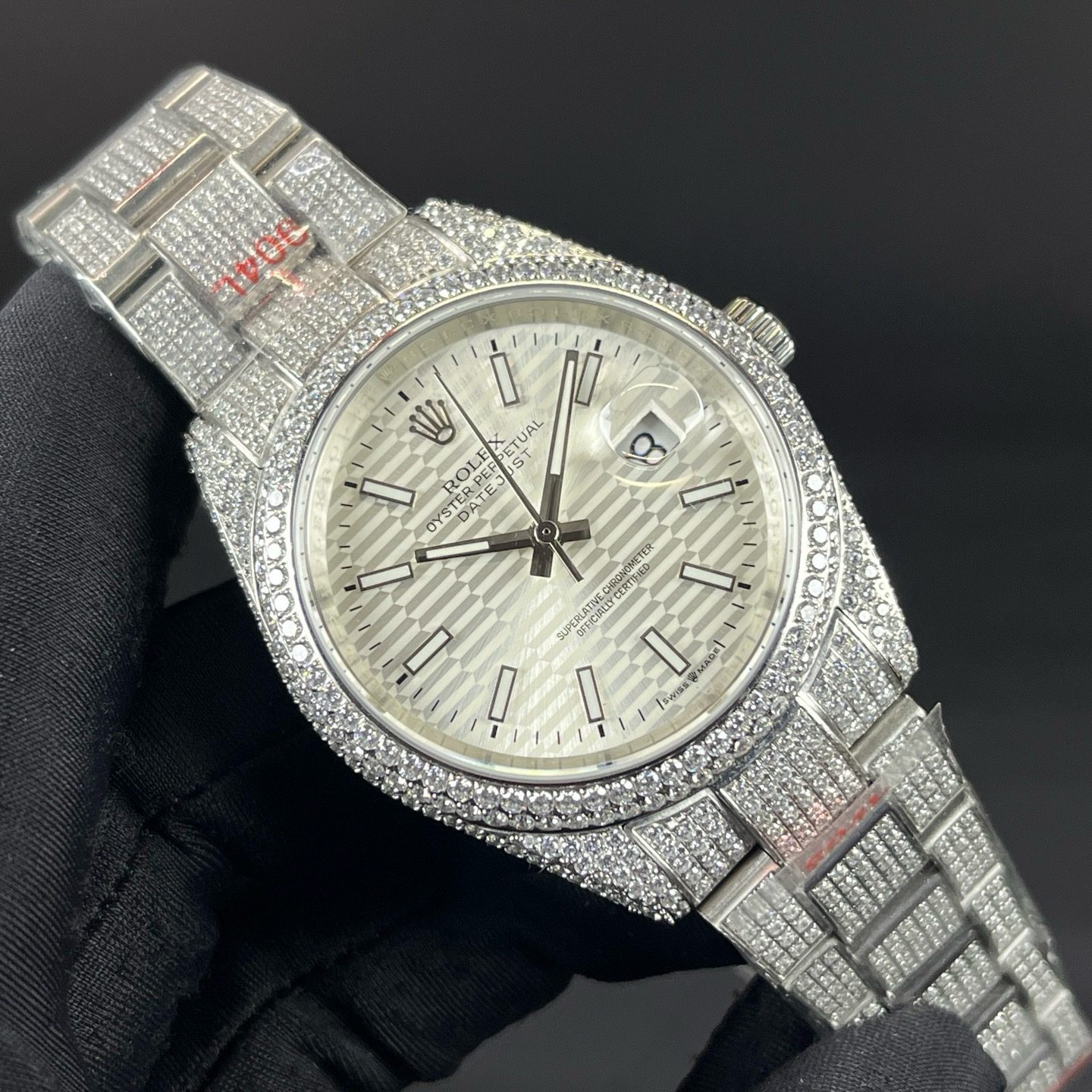 Rolex Datejust Style Automatic Watch, White Dial Date Stainless Steel Case Metal Bracelet 100m WR