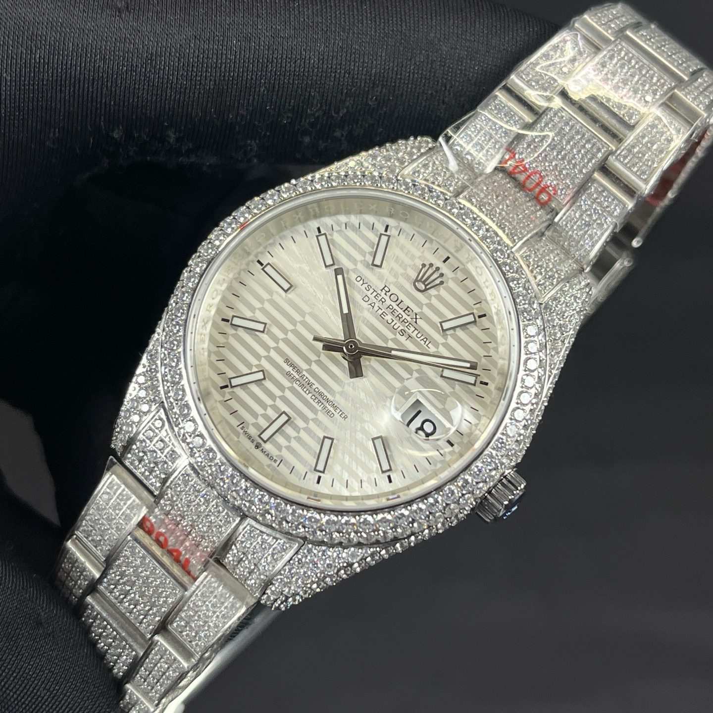 Rolex Datejust Style Automatic Watch, White Dial Date Stainless Steel Case Metal Bracelet 100m WR