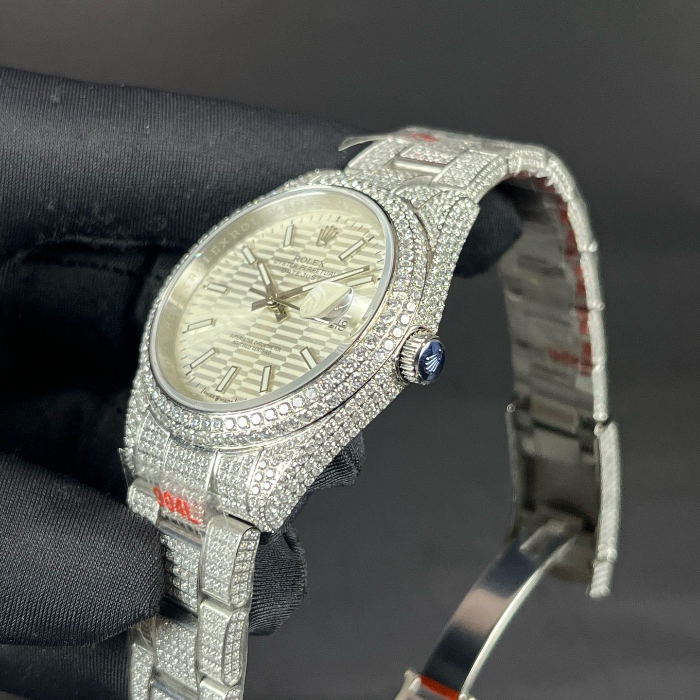 Rolex Datejust Style Automatic Watch, White Dial Date Stainless Steel Case Metal Bracelet 100m WR
