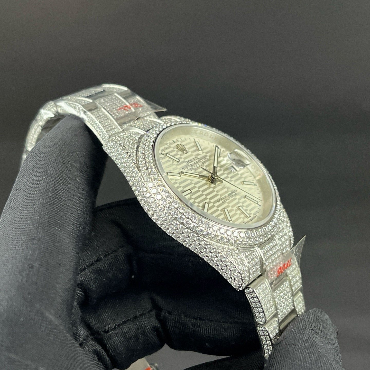 Rolex Datejust Style Automatic Watch, White Dial Date Stainless Steel Case Metal Bracelet 100m WR