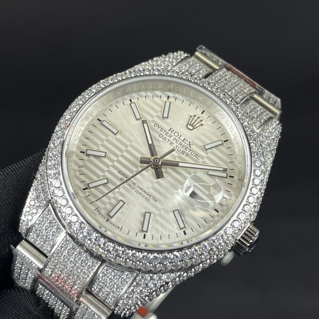Rolex Datejust Style Automatic Watch, White Dial Date Stainless Steel Case Metal Bracelet 100m WR