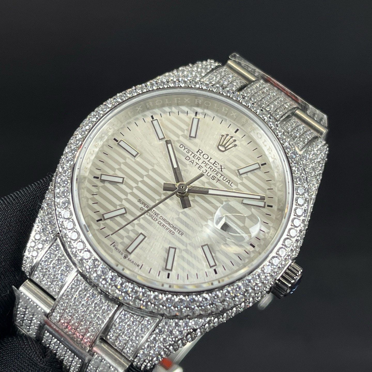 Rolex Datejust Style Automatic Watch, White Dial Date Stainless Steel Case Metal Bracelet 100m WR