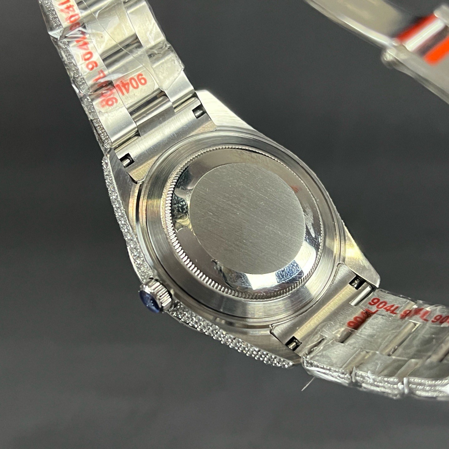 ROLEX Diamond-Set BraceletRolex Datejust Style Automatic Watch, Diamond Dial Roman Numeral Metal Bracelet Watch with Red Dial
