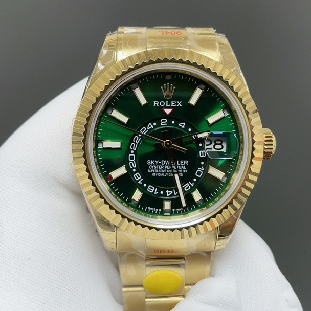 ROLEX Sky-Dweller WatchRolex Sky-Dweller Style Automatic Watch, Green Dial Date Metal Bracelet