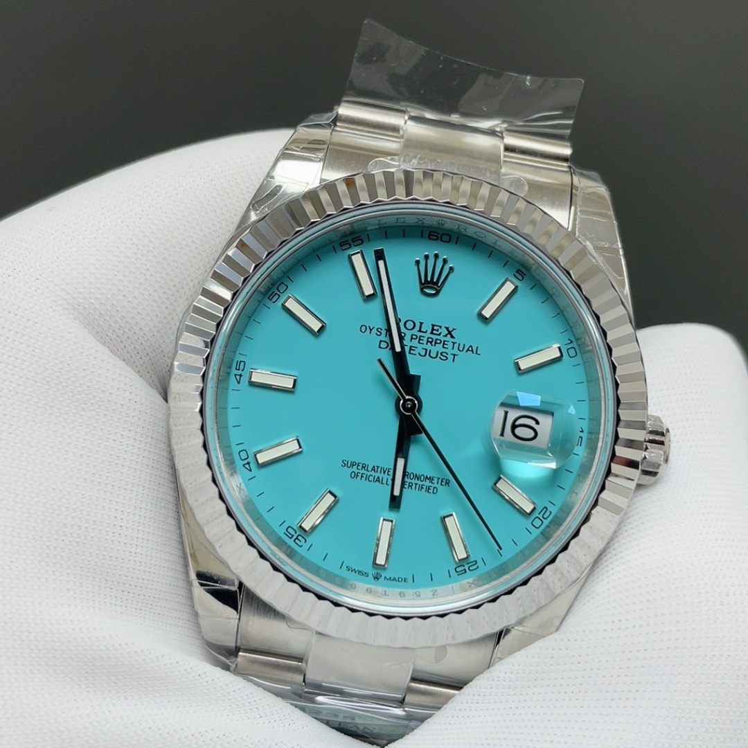 ROLEX Blue Dial Oyster BraceRolex Datejust Style Automatic Watch, Blue Dial Metal Braceletlet Watch
