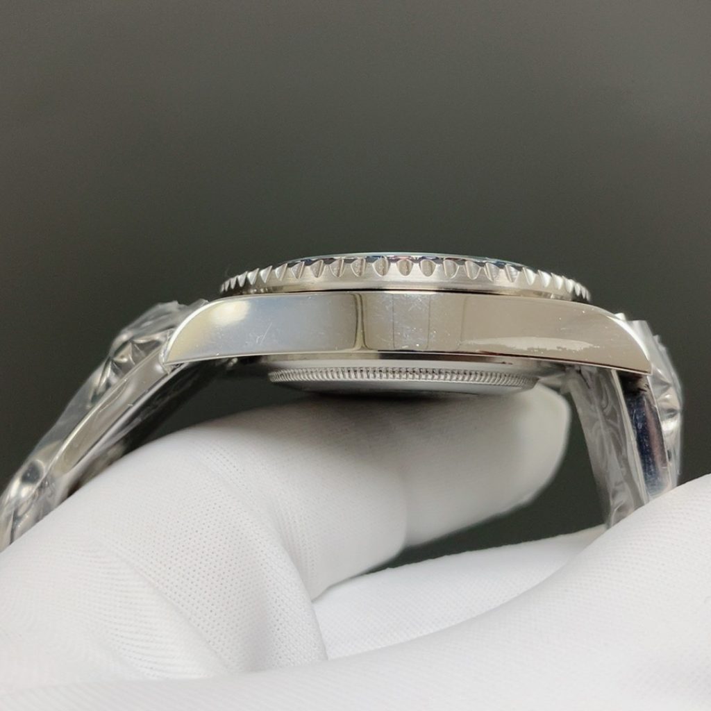Rolex Submariner Style Automatic Watch, Blue Dial Diamond Index White Gold Case Sapphire Crystal
