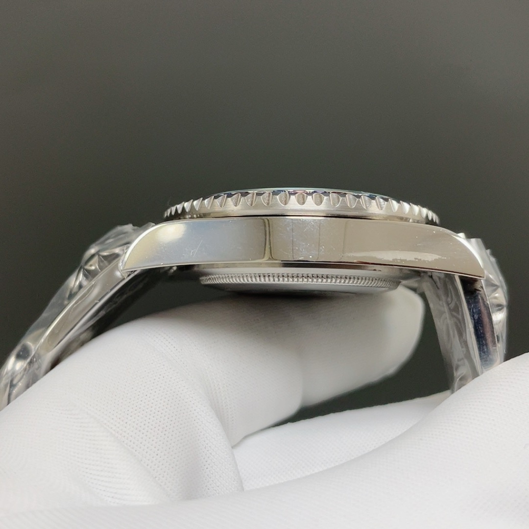 Rolex Submariner Style Automatic Watch, Blue Dial Diamond Index White Gold Case Sapphire Crystal