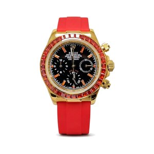 ROLEX Daytona WatchRolex Cosmograph Style Automatic Watch, Black Dial Rubber Strap