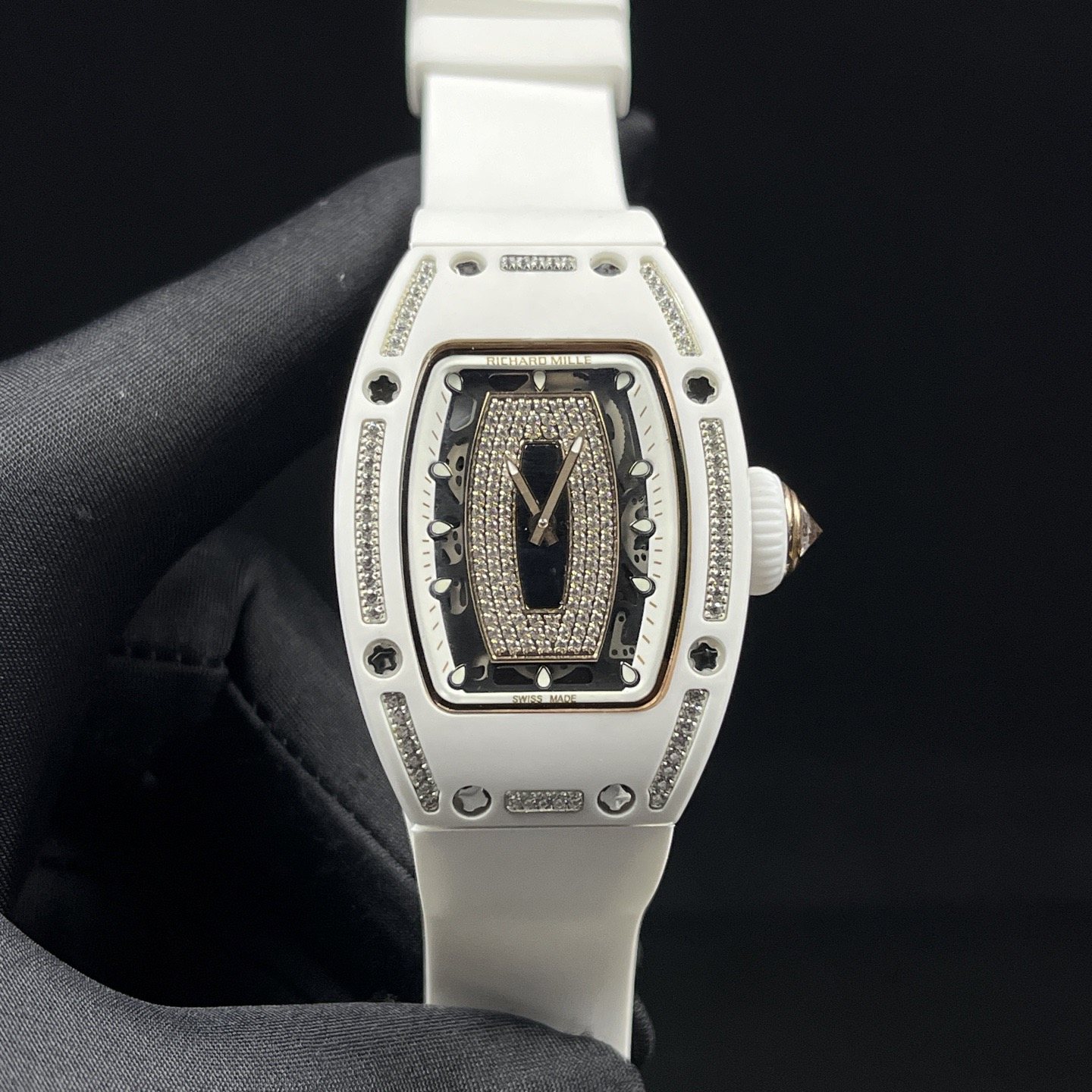 RICHARD MILLE RM07-01 WaRichard Mille RM Style Automatic Watch, Diamond Dial Index Rubber Straptch