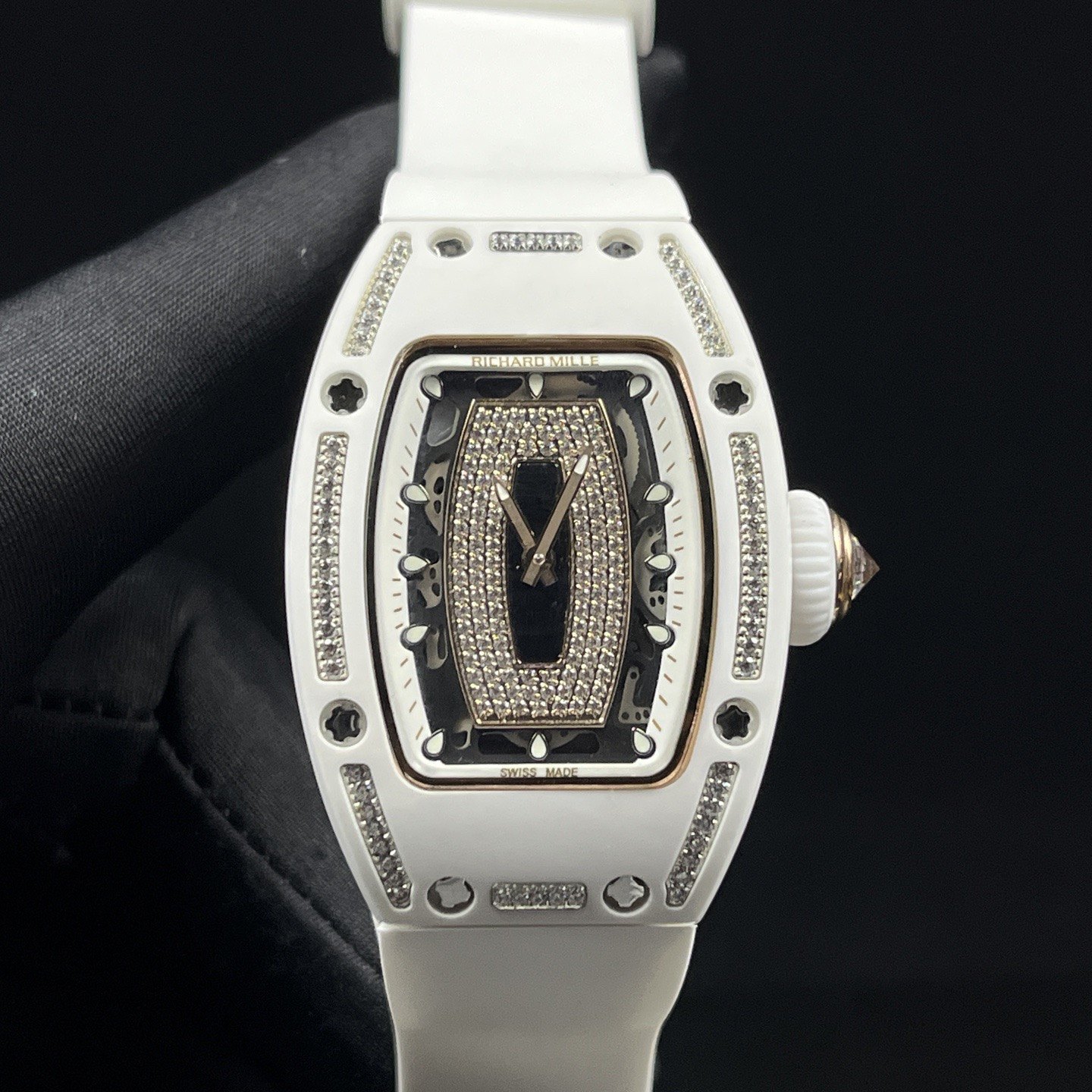 RICHARD MILLE RM07-01 WaRichard Mille RM Style Automatic Watch, Diamond Dial Index Rubber Straptch