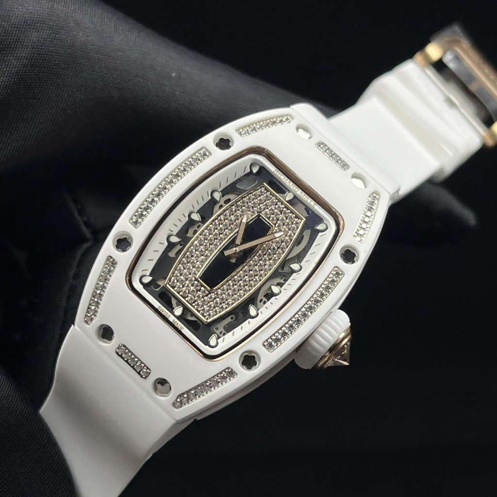 RICHARD MILLE RM07-01 WaRichard Mille RM Style Automatic Watch, Diamond Dial Index Rubber Straptch
