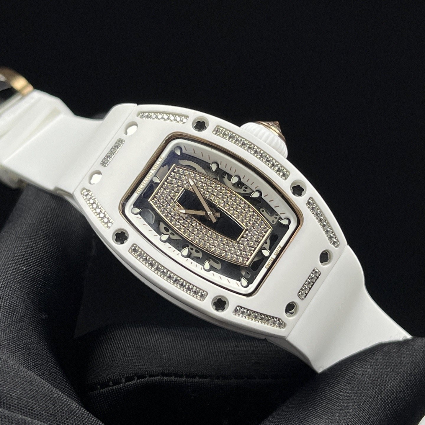 RICHARD MILLE RM07-01 WaRichard Mille RM Style Automatic Watch, Diamond Dial Index Rubber Straptch