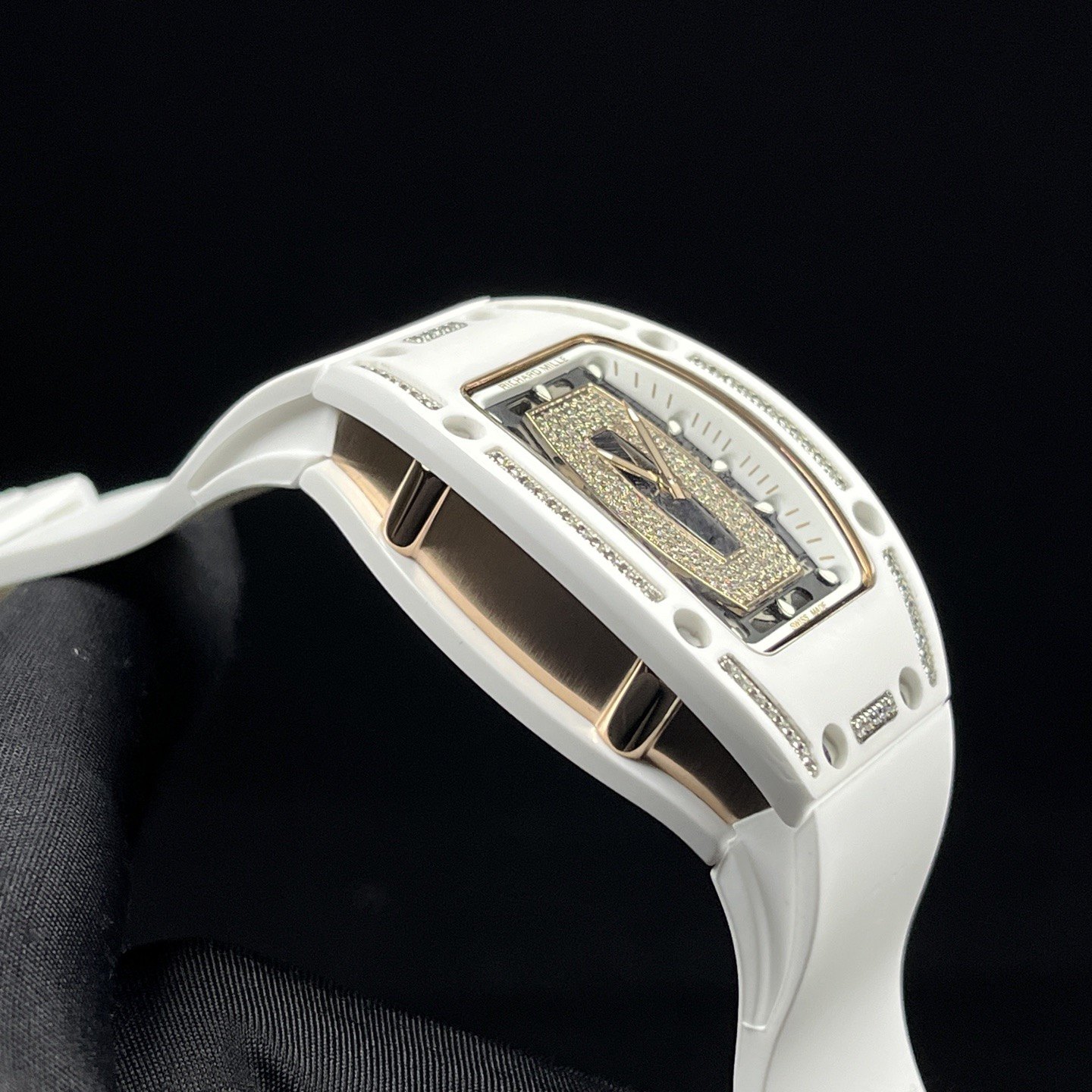 RICHARD MILLE RM07-01 WaRichard Mille RM Style Automatic Watch, Diamond Dial Index Rubber Straptch