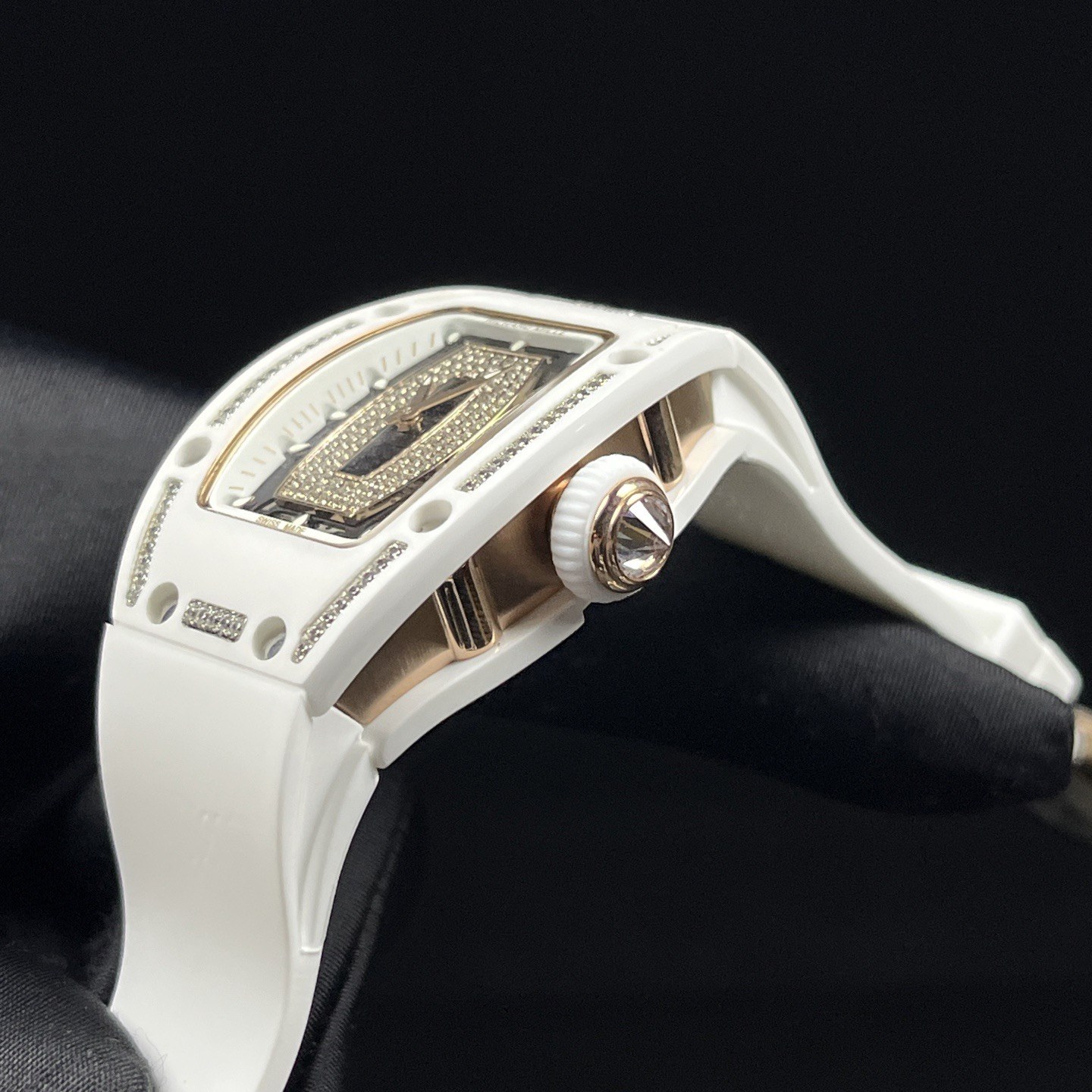 RICHARD MILLE RM07-01 WaRichard Mille RM Style Automatic Watch, Diamond Dial Index Rubber Straptch