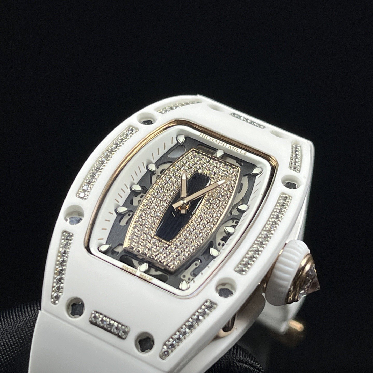 RICHARD MILLE RM07-01 WaRichard Mille RM Style Automatic Watch, Diamond Dial Index Rubber Straptch