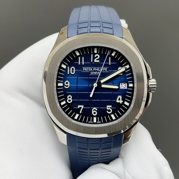 PATEK PHILIPPE 5968 WatchPatek Philippe Aquanaut Style Automatic Watch, Blue Dial Arabic Numeral Date Rubber Strap