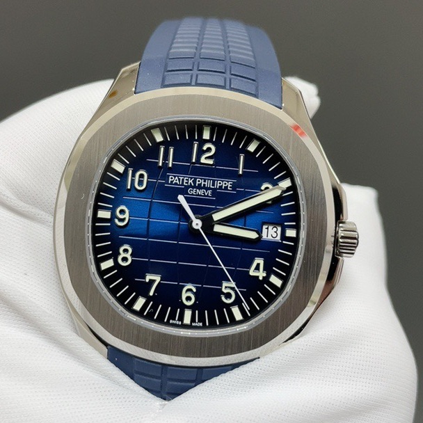 PATEK PHILIPPE 5968 WatchPatek Philippe Aquanaut Style Automatic Watch, Blue Dial Arabic Numeral Date Rubber Strap