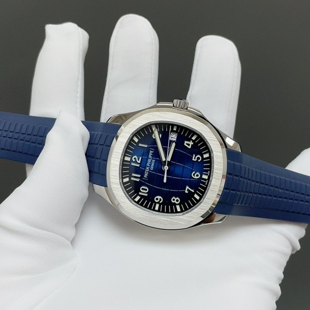 PATEK PHILIPPE 5968 WatchPatek Philippe Aquanaut Style Automatic Watch, Blue Dial Arabic Numeral Date Rubber Strap