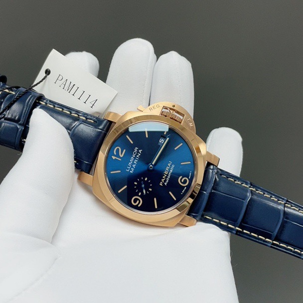 PANERAI Luminor Marina WaPanerai Luminor Style Automatic Watch, Blue Dial Leather Straptch