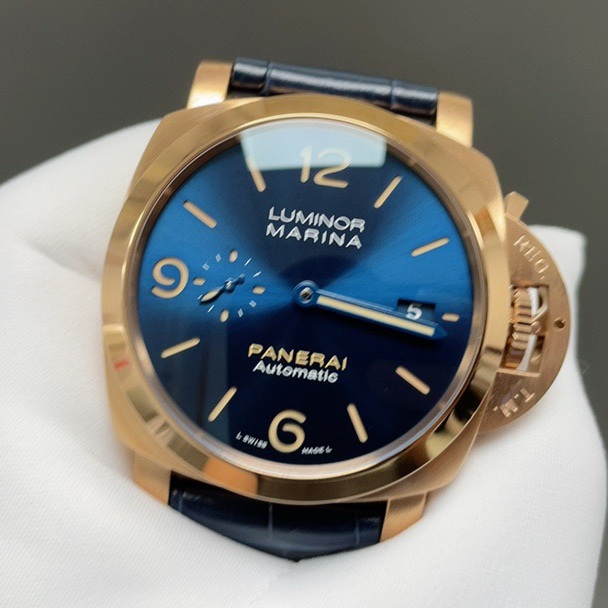 PANERAI Luminor Marina WaPanerai Luminor Style Automatic Watch, Blue Dial Leather Straptch