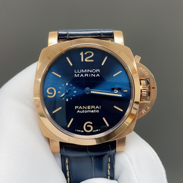 PANERAI Luminor Marina WaPanerai Luminor Style Automatic Watch, Blue Dial Leather Straptch
