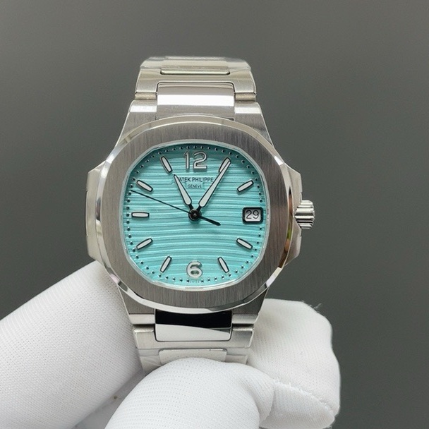 PATEK PHILIPPE Nautilus WatPatek Philippe Nautilus Style Automatic Watch, Blue Dial Date Metal Braceletch
