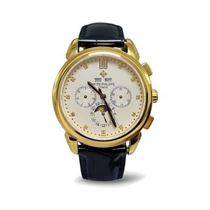 PATEK PHILIPPE Perpetual CalPatek Philippe Calatrava Style Automatic Watch, White Dial Diamond Index Perpetual Calendar Leather Strapendar Watch