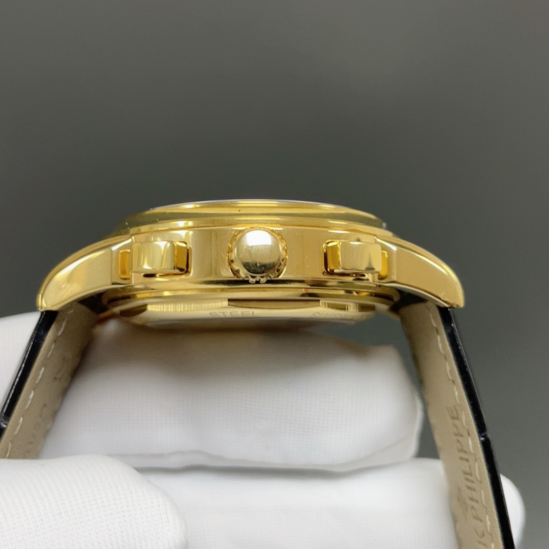 PATEK PHILIPPE Perpetual CalPatek Philippe Calatrava Style Automatic Watch, White Dial Diamond Index Perpetual Calendar Leather Strapendar Watch