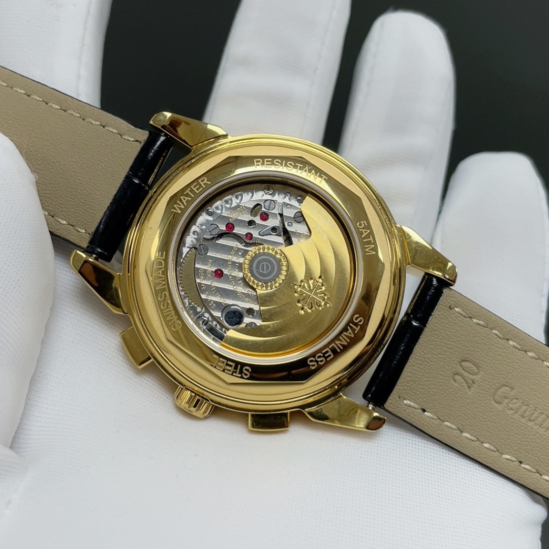 PATEK PHILIPPE Perpetual CalPatek Philippe Calatrava Style Automatic Watch, White Dial Diamond Index Perpetual Calendar Leather Strapendar Watch