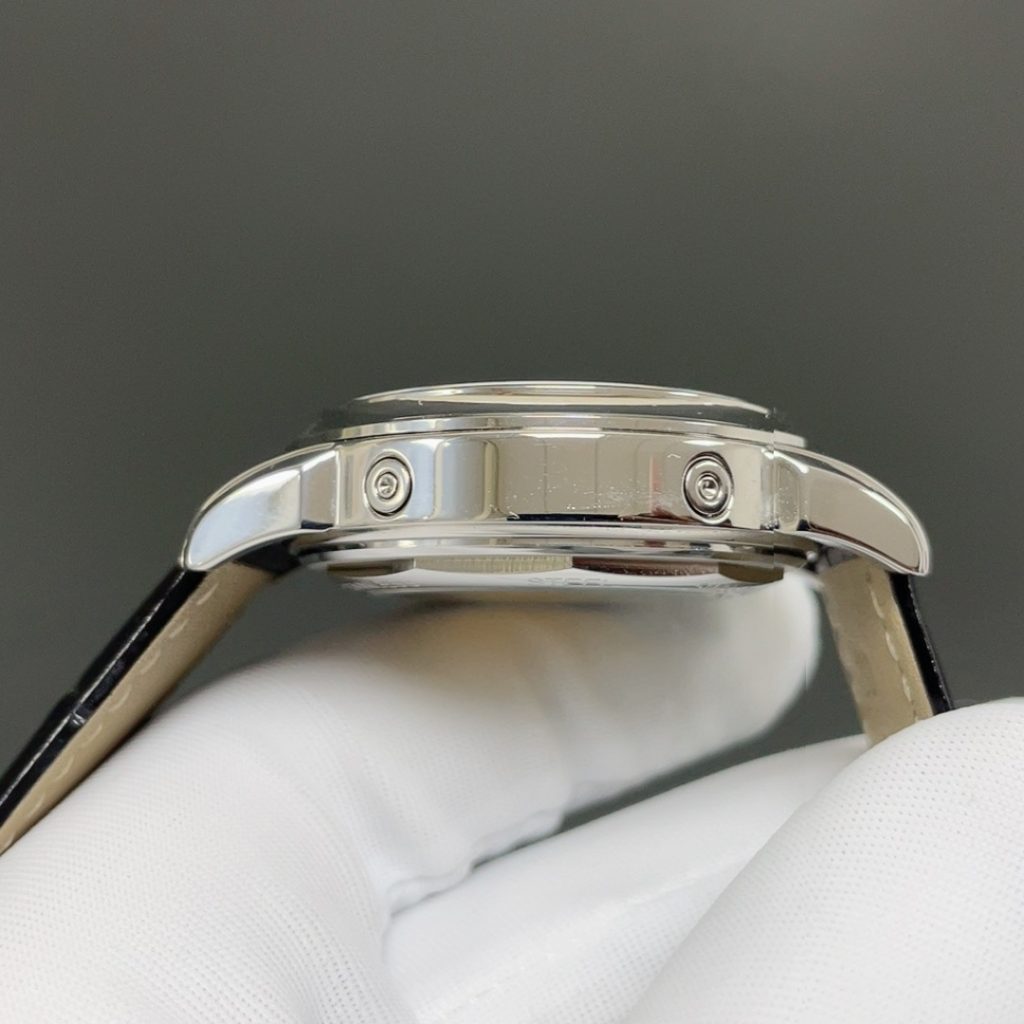 PATEK PHILIPPE Perpetual CalPatek Philippe Grand Style Automatic Watch, White Dial Diamond Index Moon Phase Leather Strapendar Chronograph Watch