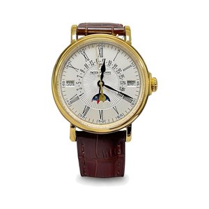 PATEK PHILIPPE 5159 PerpetuPatek Philippe Calatrava Style Automatic Watch, Silver Dial Roman Numeral Date Leather Strapal Calendar Watch