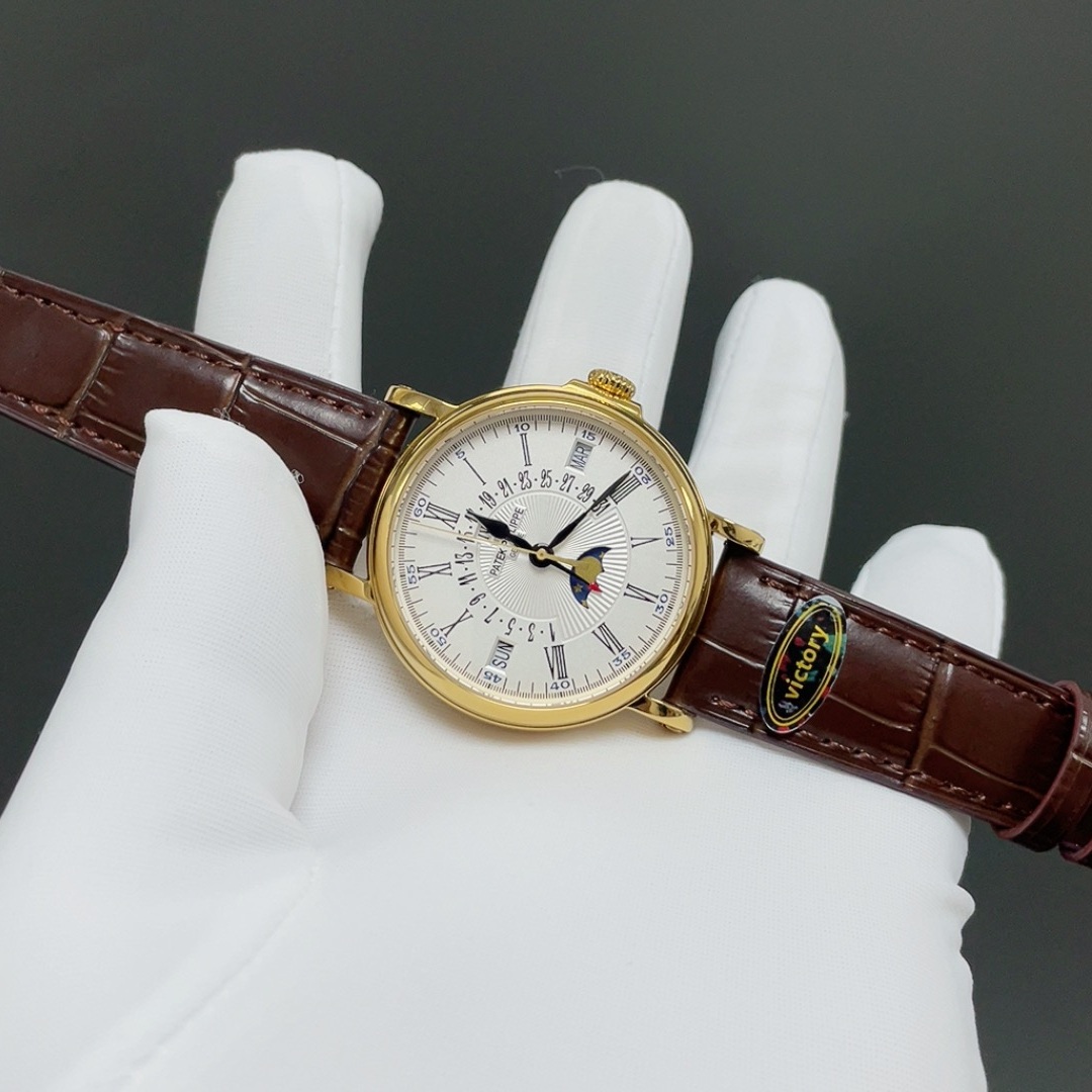 PATEK PHILIPPE 5159 PerpetuPatek Philippe Calatrava Style Automatic Watch, Silver Dial Roman Numeral Date Leather Strapal Calendar Watch