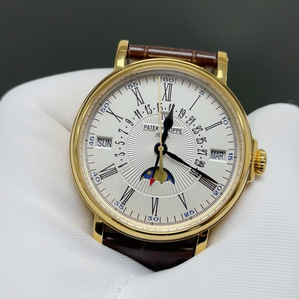 PATEK PHILIPPE 5159 PerpetuPatek Philippe Calatrava Style Automatic Watch, Silver Dial Roman Numeral Date Leather Strapal Calendar Watch