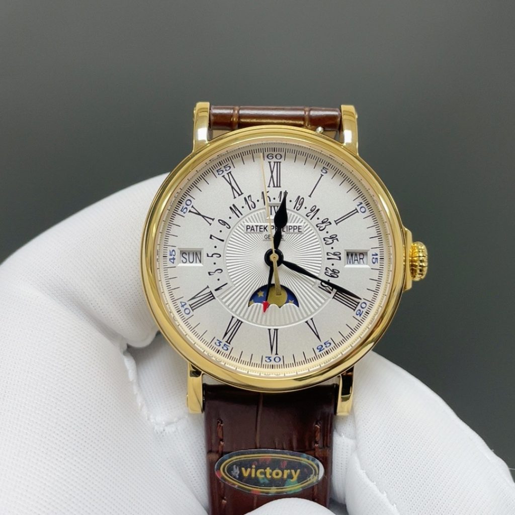 PATEK PHILIPPE 5159 PerpetuPatek Philippe Calatrava Style Automatic Watch, Silver Dial Roman Numeral Date Leather Strapal Calendar Watch