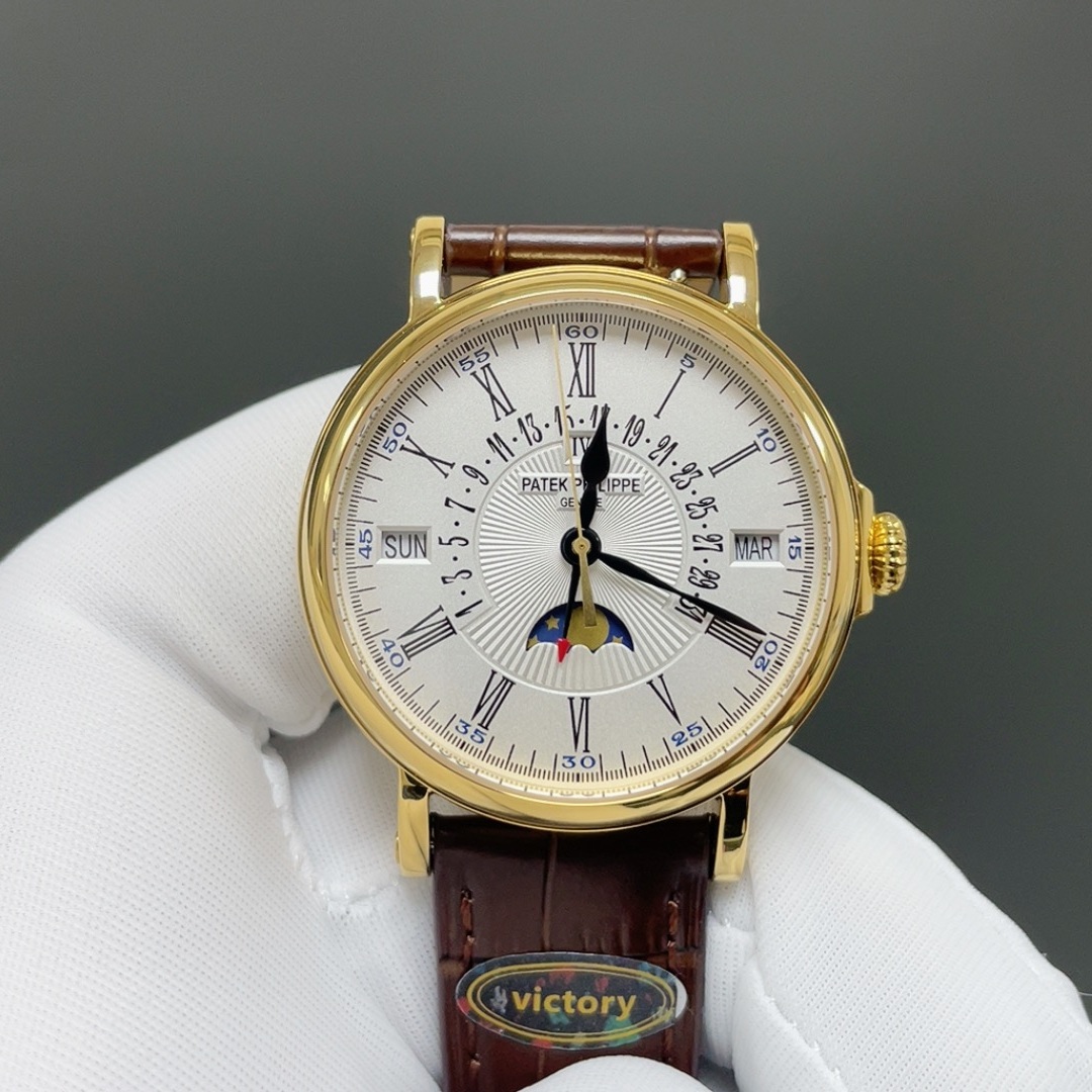 PATEK PHILIPPE 5159 PerpetuPatek Philippe Calatrava Style Automatic Watch, Silver Dial Roman Numeral Date Leather Strapal Calendar Watch