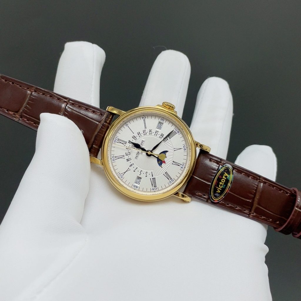 PATEK PHILIPPE 5159 PerpetuPatek Philippe Calatrava Style Automatic Watch, Silver Dial Roman Numeral Date Leather Strapal Calendar Watch
