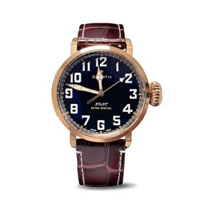 ZENITH Pilot WatchZenith Pilot Style Automatic Watch, Black Dial Arabic Numeral Leather Strap