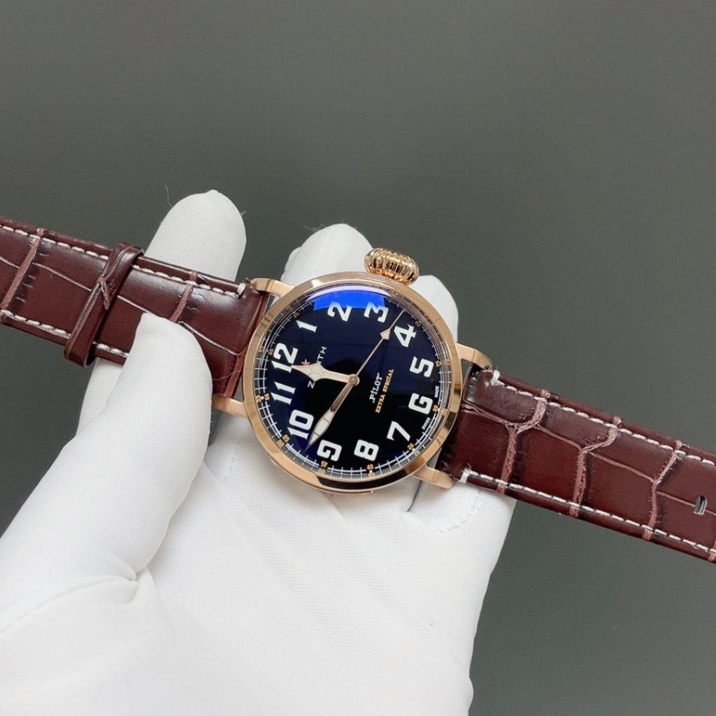 ZENITH Pilot WatchZenith Pilot Style Automatic Watch, Black Dial Arabic Numeral Leather Strap