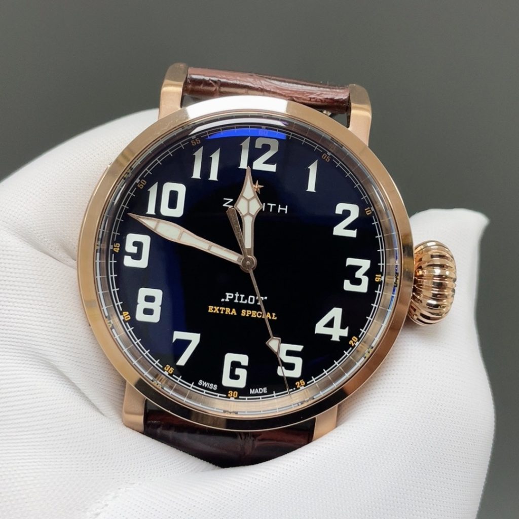 ZENITH Pilot WatchZenith Pilot Style Automatic Watch, Black Dial Arabic Numeral Leather Strap