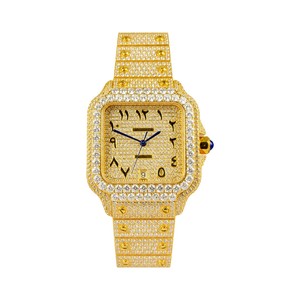 Cartier Santos Diamond WatcCartier Santos Style Automatic Watch, Diamond Pavé Dial Arabic Numeral Metal Braceleth