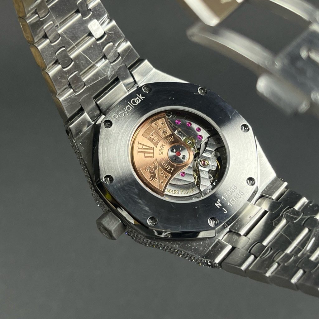 Audemars Piguet Royal Oak Audemars Piguet Royal Style Diamond Set Automatic Watch, Black Dial Date Metal BraceletDiamond Watch