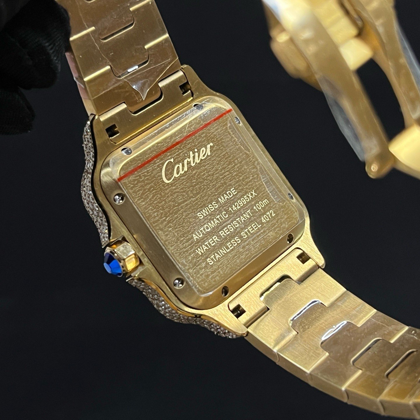 Cartier Santos Diamond WatcCartier Santos Style Automatic Watch, Diamond Dial Roman Numeral Date Metal Braceleth