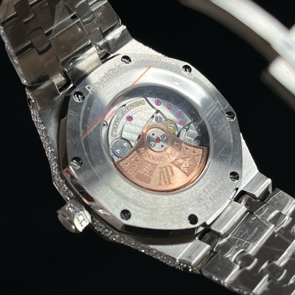 Audemars Piguet Automatic Watch, Silver Dial Diamond Index Stainless Steel Case Metal Bracelet 50m