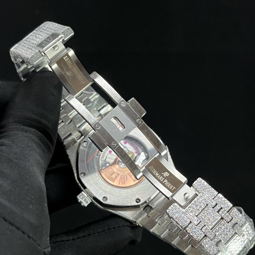 Audemars Piguet Automatic Watch, Silver Dial Diamond Index Stainless Steel Case Metal Bracelet 50m