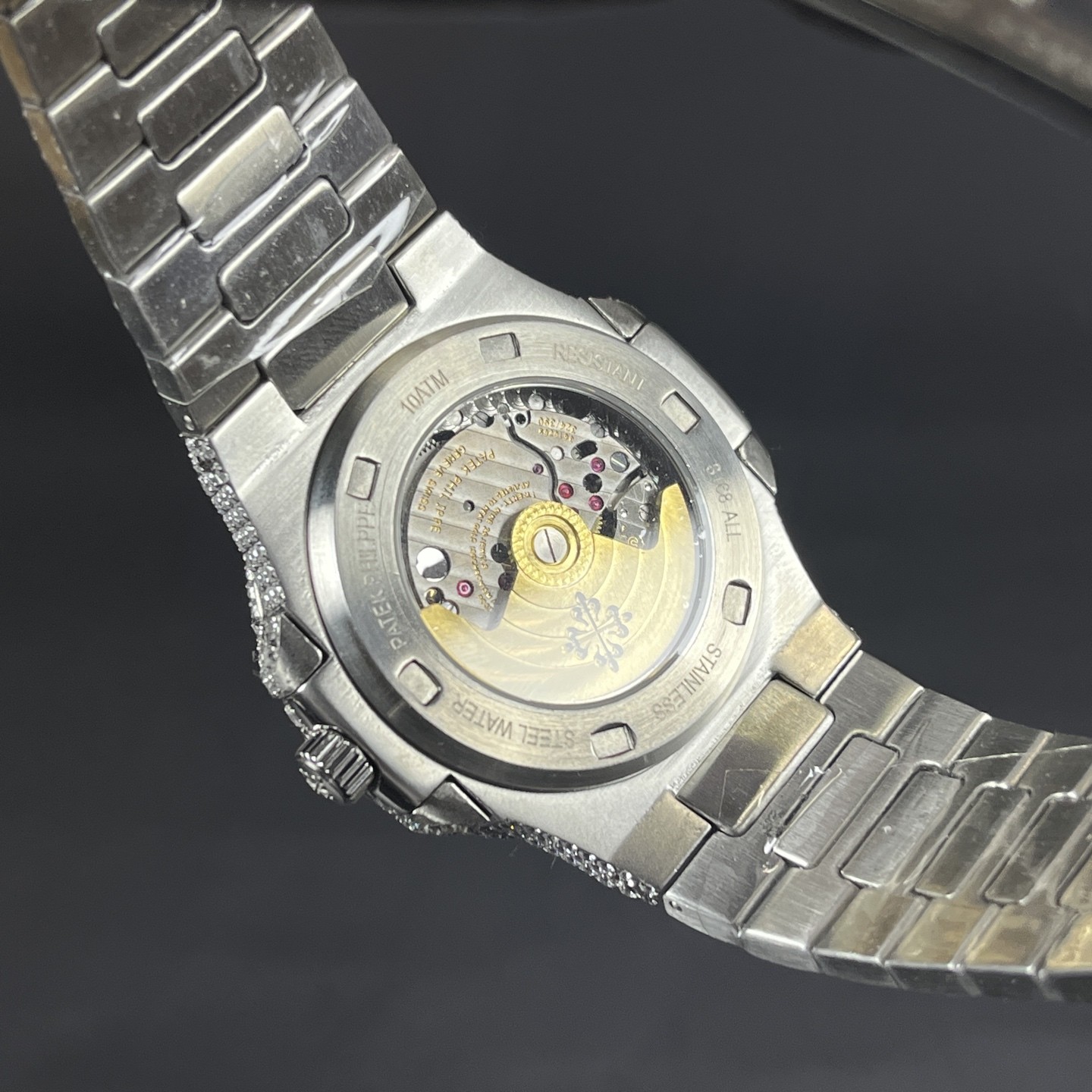 Patek Philippe Nautilus DiamPatek Philippe Nautilus Style Automatic Watch, White Dial Diamond Index Metal Braceletond Watch