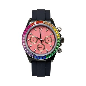 Rolex Daytona Rainbow WatcRolex Cosmograph Style Automatic Watch, Rubber Straph