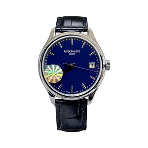 Patek Philippe Officer WatchPatek Philippe Calatrava Style Automatic Watch, Blue Dial Date Leather Strap