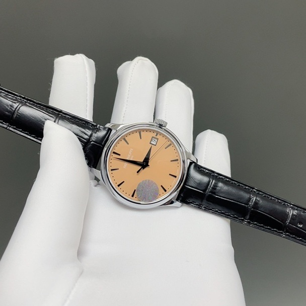 Patek Philippe Officer WatchPatek Philippe Calatrava Style Automatic Watch, Blue Dial Date Leather Strap