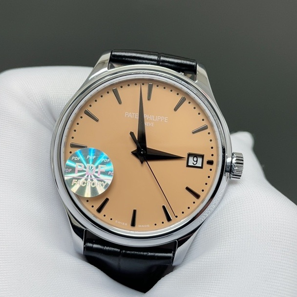 Patek Philippe Officer WatchPatek Philippe Calatrava Style Automatic Watch, Blue Dial Date Leather Strap