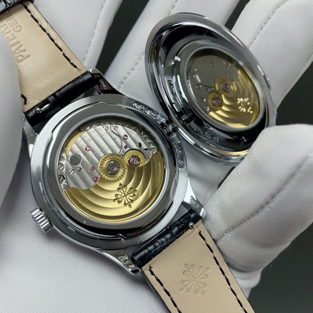 Patek Philippe Officer WatchPatek Philippe Calatrava Style Automatic Watch, Blue Dial Date Leather Strap